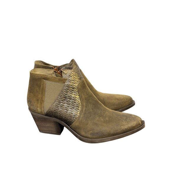 Casta Ankle Booties Dirk Brandy Size 9 Distressed Suede & Leather - Picture 5 of 12